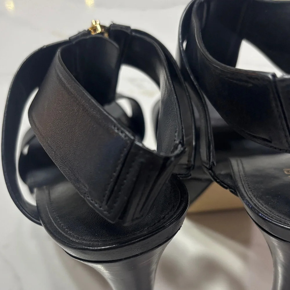 MICHAEL Michael Kors Black Platform Sandal with Gold Zip